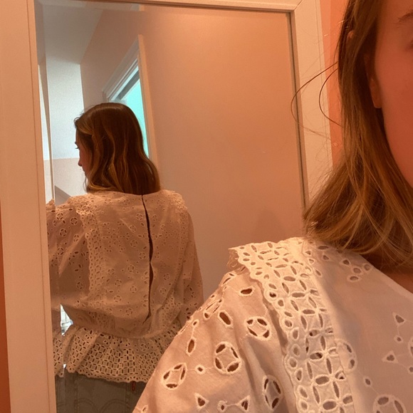 LoveShackFancy white eyelet Nellie blouse - Picture 3 of 3